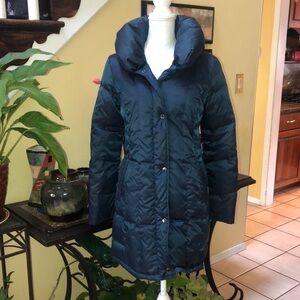 Ellen Tracy Teal Quilted Down Duck Puffer Coat Size Medium